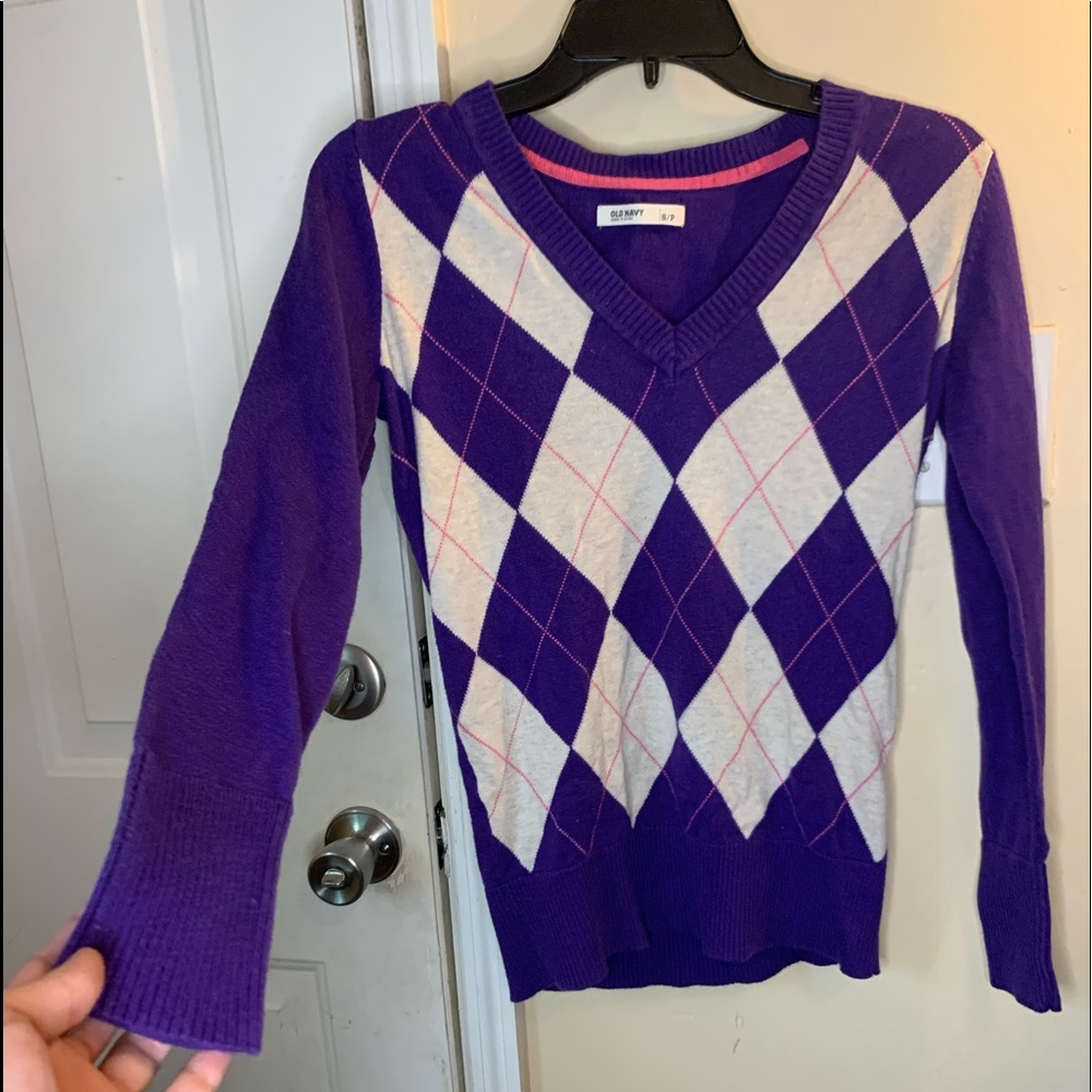 Checkered V neck Sweater